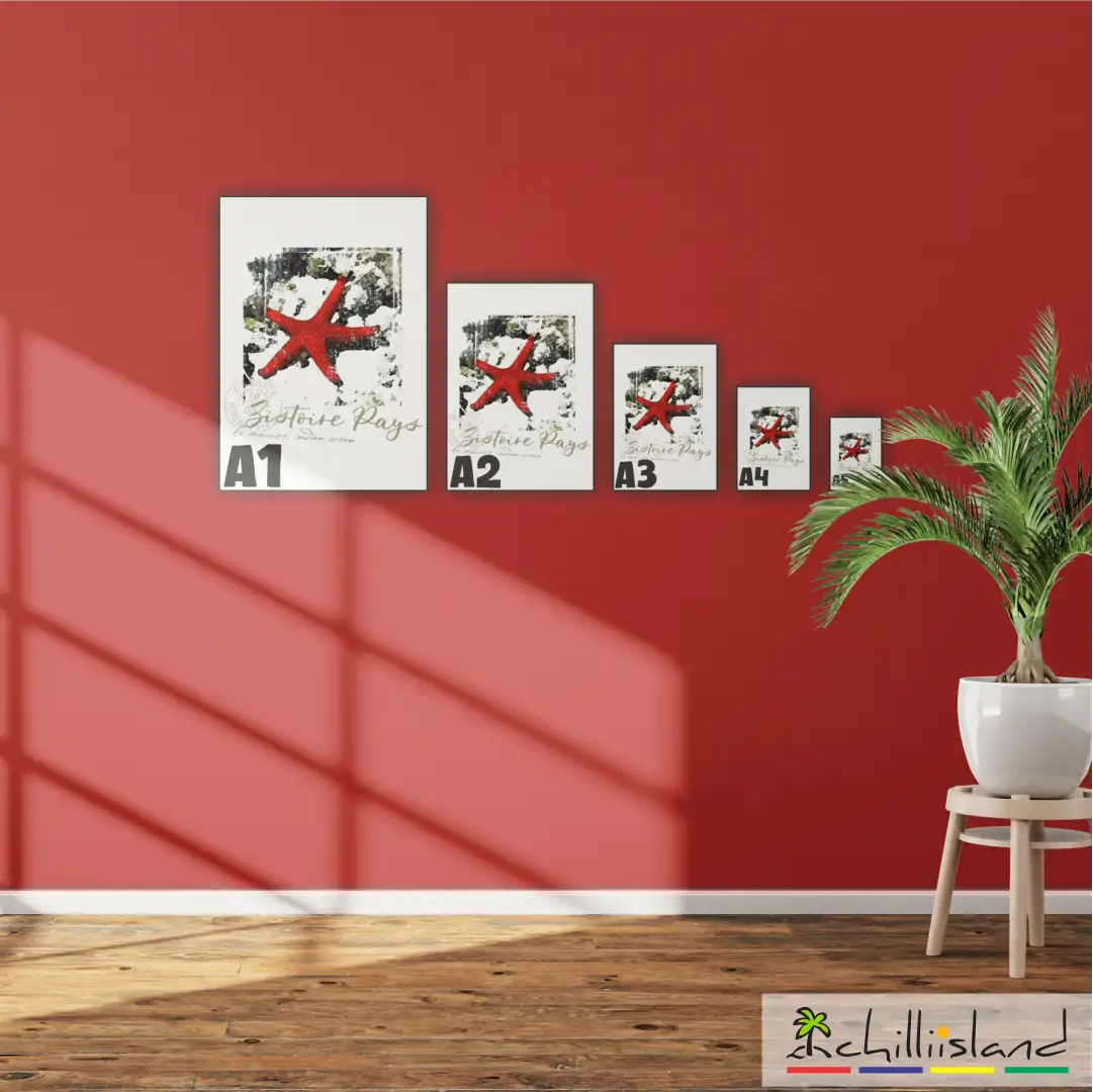 Mauritius - Ile Maurice Wall Decor from Chilliisland Sea Star Image Size chart cm