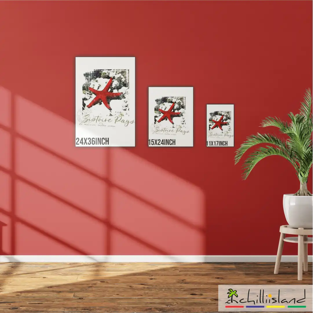 Mauritius - Ile Maurice Wall Decor from Chilliisland Sea Star Image Size chart inch