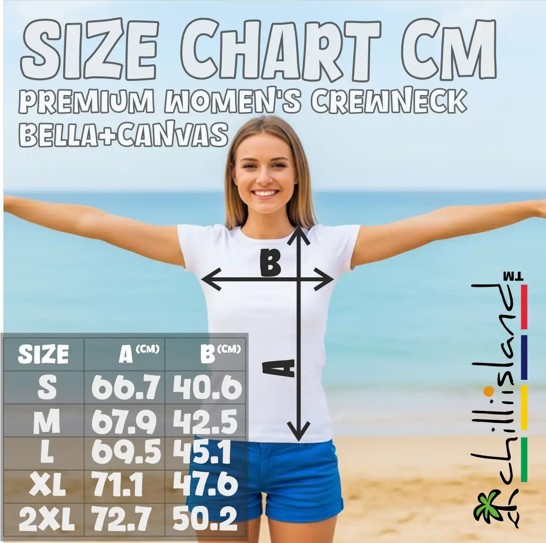 women size chart cm chilliisland t shirts global premium women's crewneck from Bella+Canvas