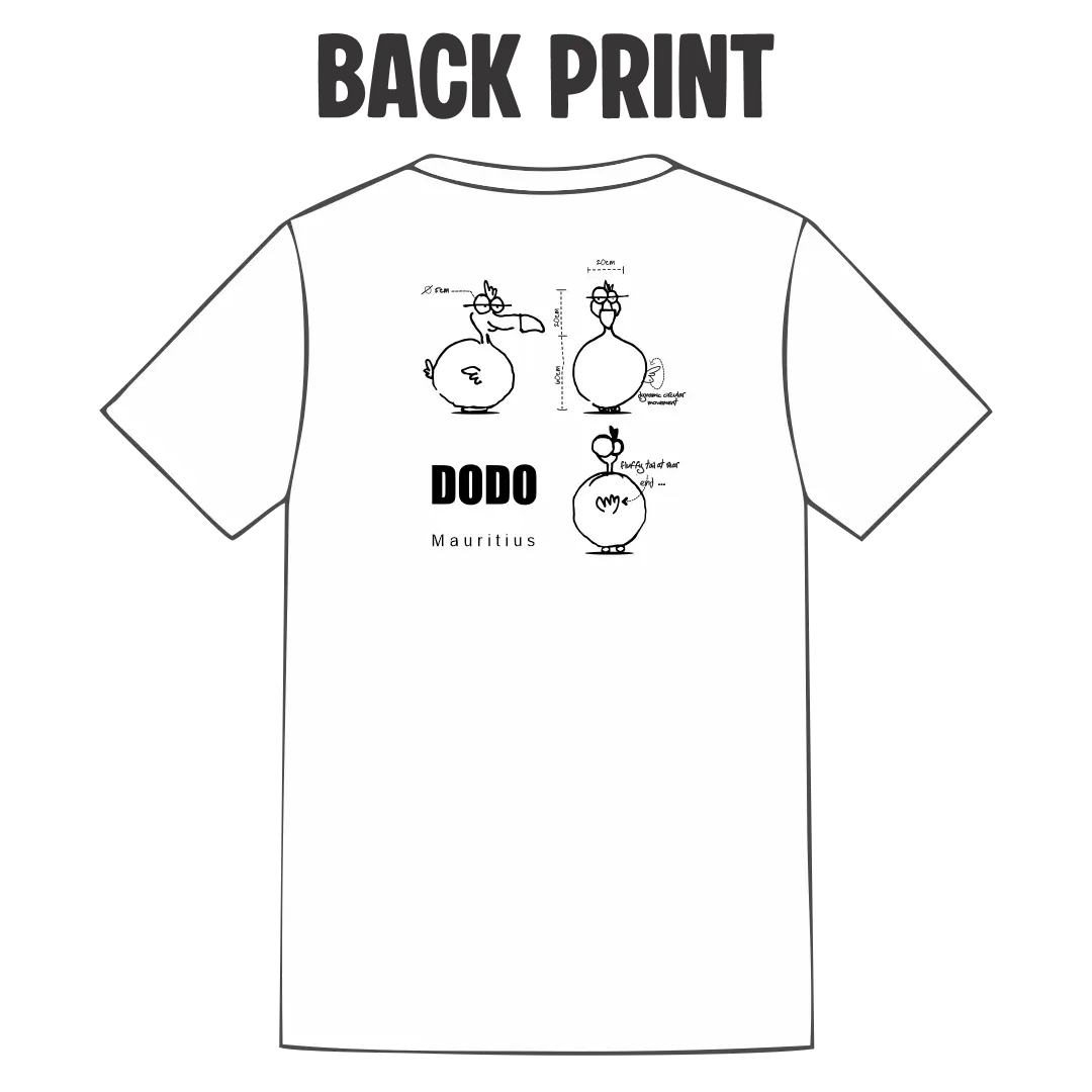 dodo blue print back design tshirt chilliisland mauritius